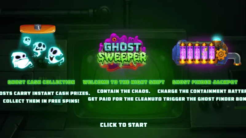 Ghost Sweeper - menu principal avant de commencer la session